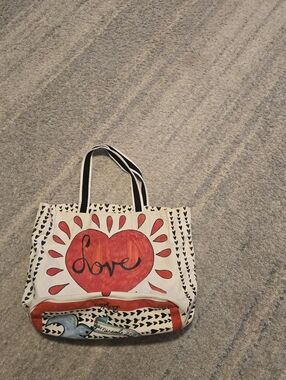 Brighton "Love Is All You Need" Canvas Tote Bag Tom Clancy Heart Bird Graphic